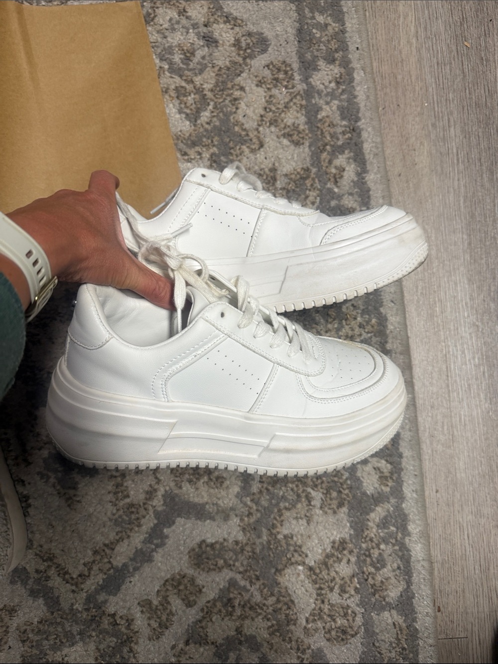 Steve Madden White Platform Lace-Up Sneakers